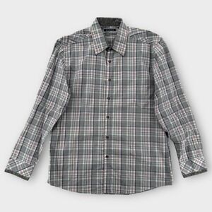 Zagiri Shirt Mens Large Gray Plaid Long Sleeve Button Up Cotton Flip Cuff Pink